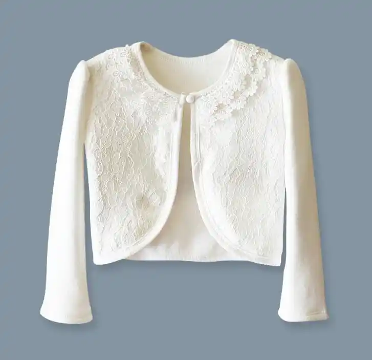 Aislor Infant Baby Girls Long Sleeve Lace Flower Cotton Knit Shrug Bolero Cardigan Sweater