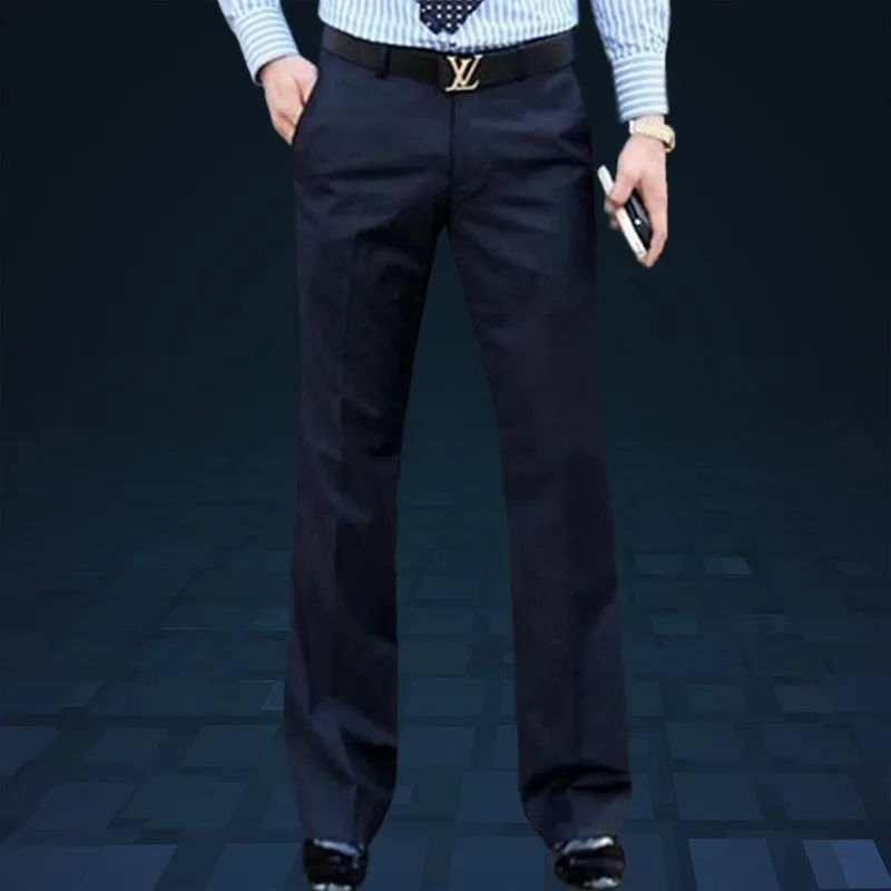 Men's Flared pants Male Summer Straight Suit Pants British leisure Free hot feet trousers Formal Pants For Men Size 37