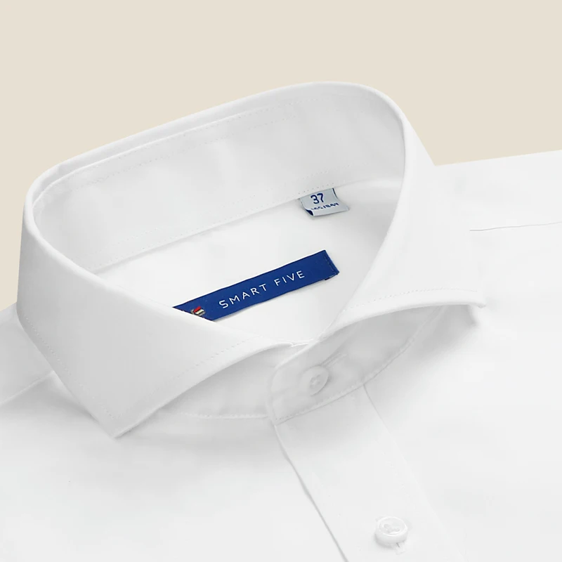  Smart five dress shirt men regular fit Solid Wedding Business White Blue camiseta hombre Long Sleev - 32992423565
