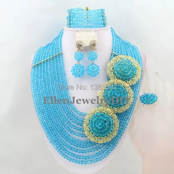 

African Wedding Jewelry Set Crystal Jewelry Set African Beads Necklace Set Crystal Beads Neckalce Set Free Shipping W6133