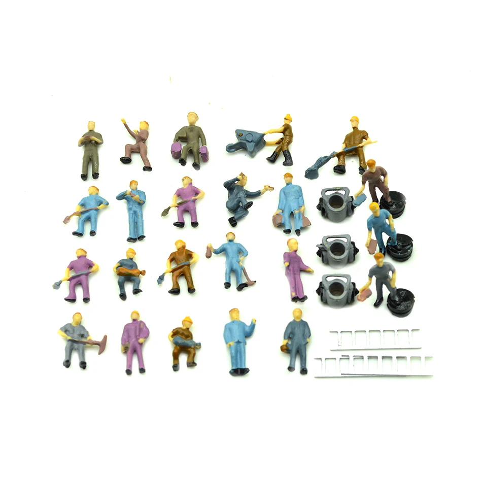 

25pcs architectural model workers 1:87 miniature railway workers with ladders