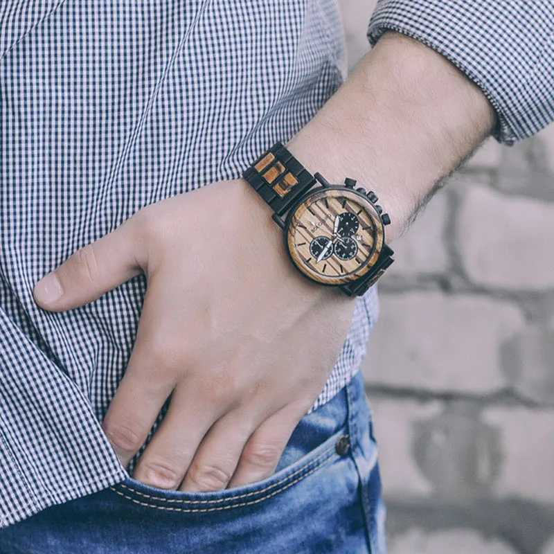 Engraved Wood Watch for Men Personalized Wooden Watches Anniversary Wedding Gift for Him Gift for Dad Son Fiance