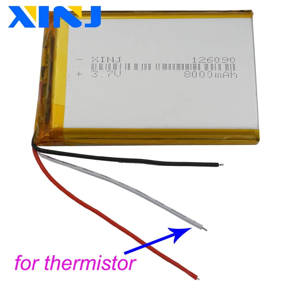 XINJ 3.7V 8000 mAh 3 Wires Thermistor Polymer Li Battery 126090 Lipo