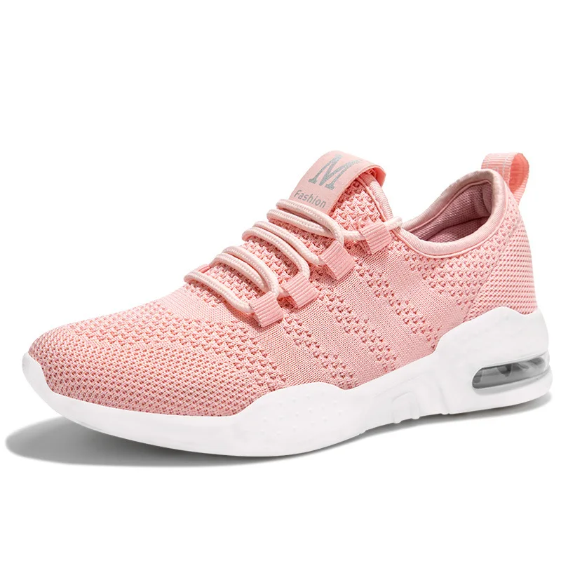

2019 Spring New Women Casual Shoes Fashion Breathable Lightweight Walking Mesh Lace Up Flat Shoes Sneakers Women Bling Shoes