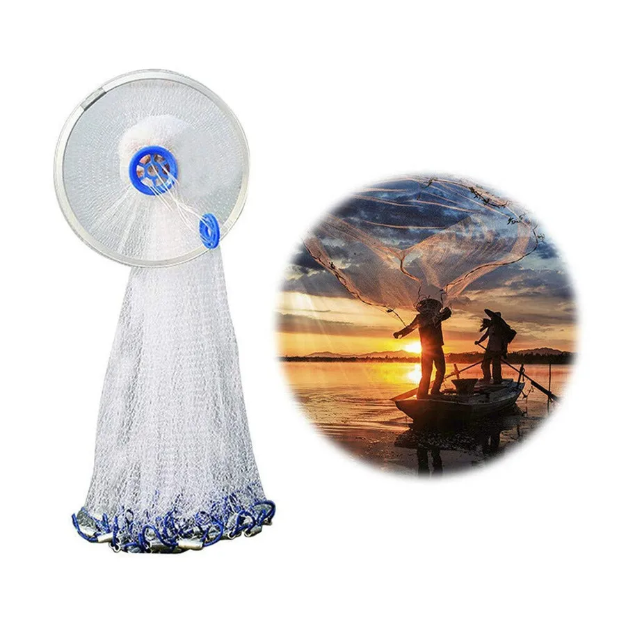 2019 Fine fish aluminum ring silk monofilament throw net salt fishing net china magic fishing network trap net cage 40J22 (5)