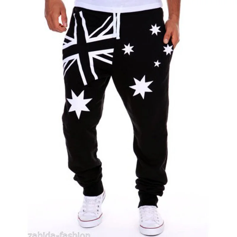 ; модель года; модные повседневные брюки с принтом звезды - Цвет: black white
