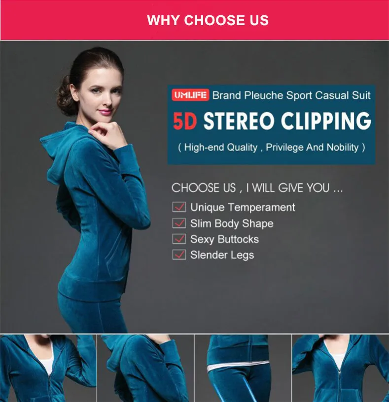 UMLIFE Sports Suit Women Velvet Tracksuit 2017 New Fitness Sport Casual Set Embroidery Fashion Jogging Suit Femme Track Suit  (1)