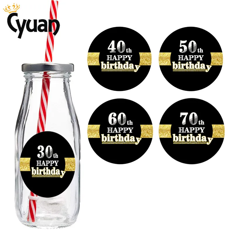 

30th 40th 50th 60th 70th Happy Birthday Tags Labels Adhesive Kraft Seal Sticker Happy New Year Sticker Labels Christmas Decor