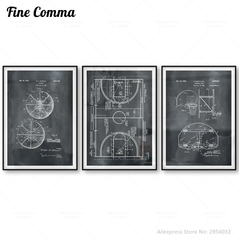

Basketball Coach Gift Idea Basketball Poster Print Blueprint Vintage Patent Canvas Wall Art Decor Home Decoration Retro Picture