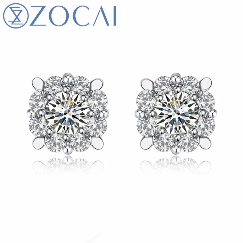 Серьги с бриллиантами бренда ZOCAI серьги из настоящего натурального золота 0 10