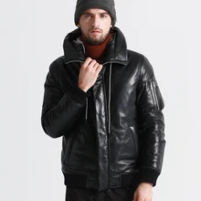 AYUSUE Geniune кожаная куртка мужская из овечьей кожи гусиный пух пальто Зимняя теплая толстая верхняя одежда парка Hombre Invierno17-H25# MF380