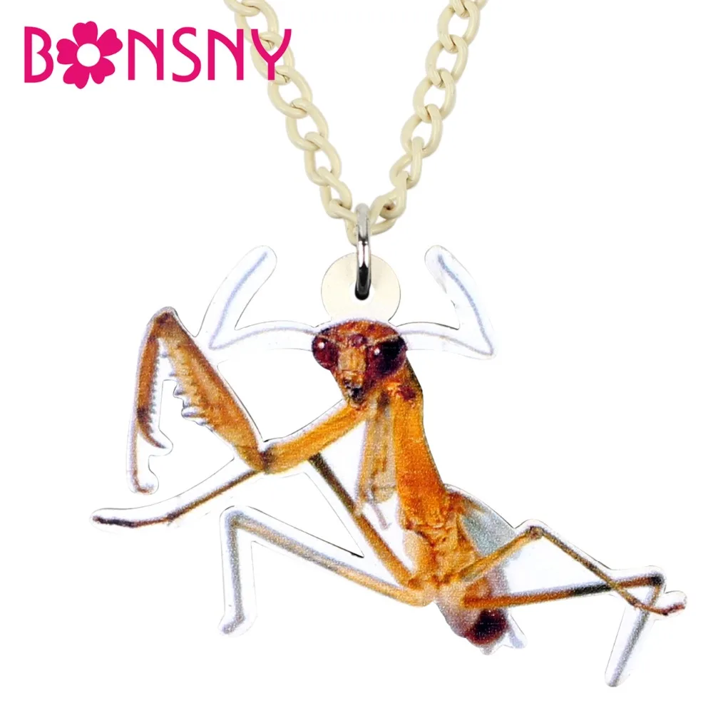 

Bonsny Acrylic Unique Mantis Devil Horse Insect Necklace Pendant Chain Choker Summer Jewelry For Women Girls Teens Gift Bijoux