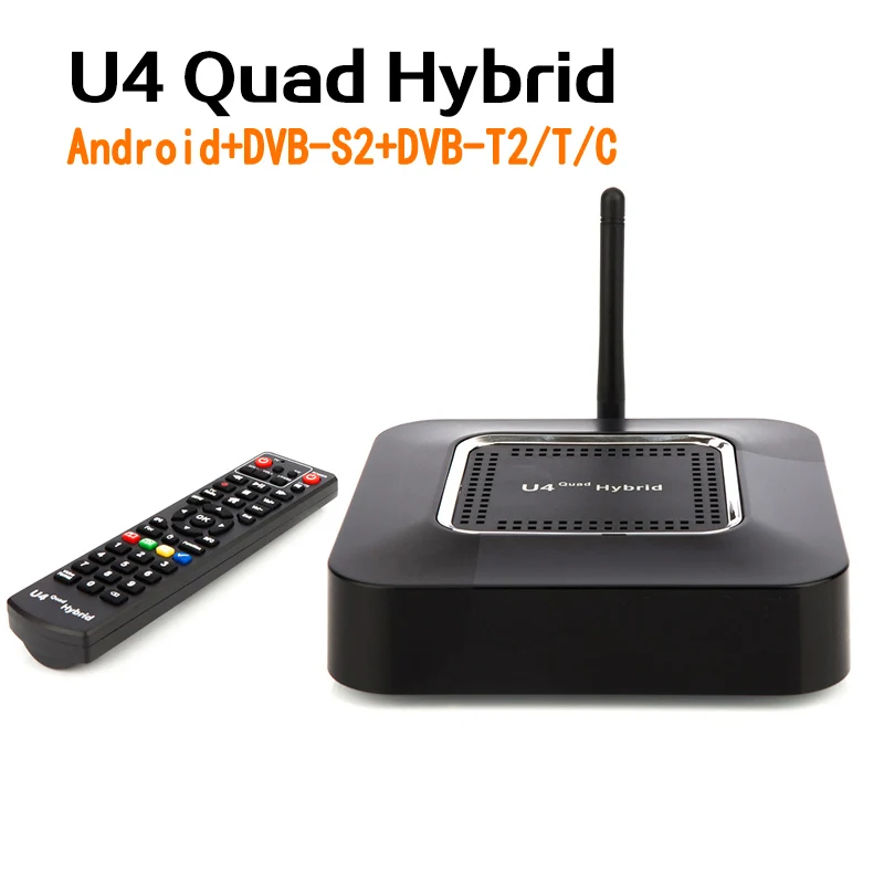 [Genuine] U4 Quad Hybrid Android TV Box DVB-S2+DVB-T2/T/C Satellite Cable Terrestrial Combo Box Hisilicon Hi3796M KODI Tvheadend
