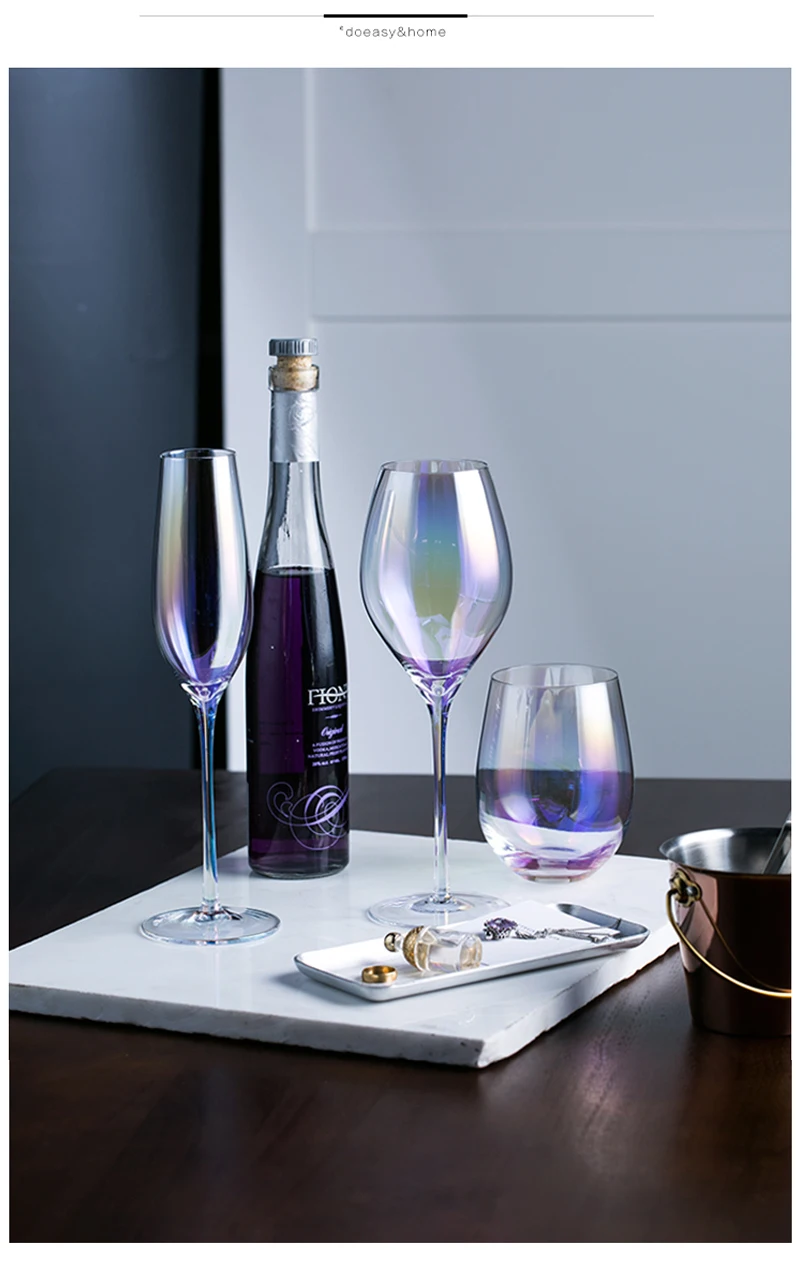 Хрустальная стеклянная чашка для вина с радужным покрытием стеклянная ультратонкая стеклянная чашка для вина Коктейльные стеклянные стаканы для виски Цветные Бокалы Для Вина домашний, для напитков