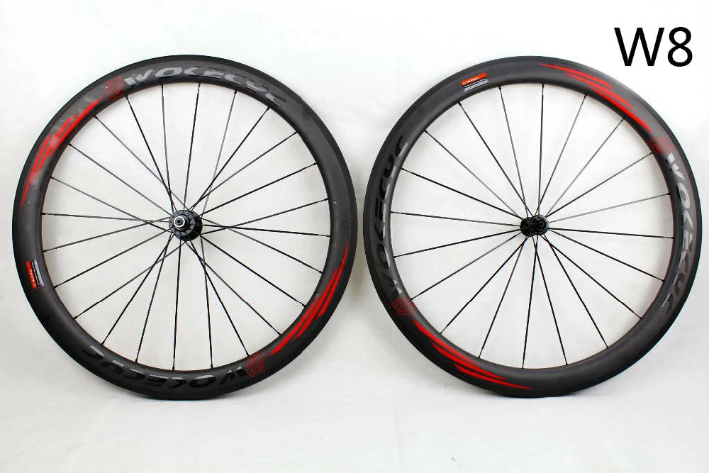Perfect 50mm Carbon Road bike wheels red white  decals cycling Carbon fiber bicycle racing wheelset 25mm width basalt braking surface 15