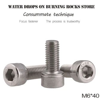 

Free shipping 50pcs/lot 304 Stainless Steel M6*40 Hex Socket Screw Allen Hexagon Head Cup Bolts Metric Thread DIN912