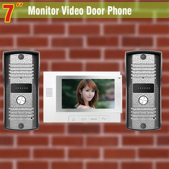

7" color Monitor video door phone intercom Kits video doorbell for Home Villa 2-Aluminium alloy night vision Camera