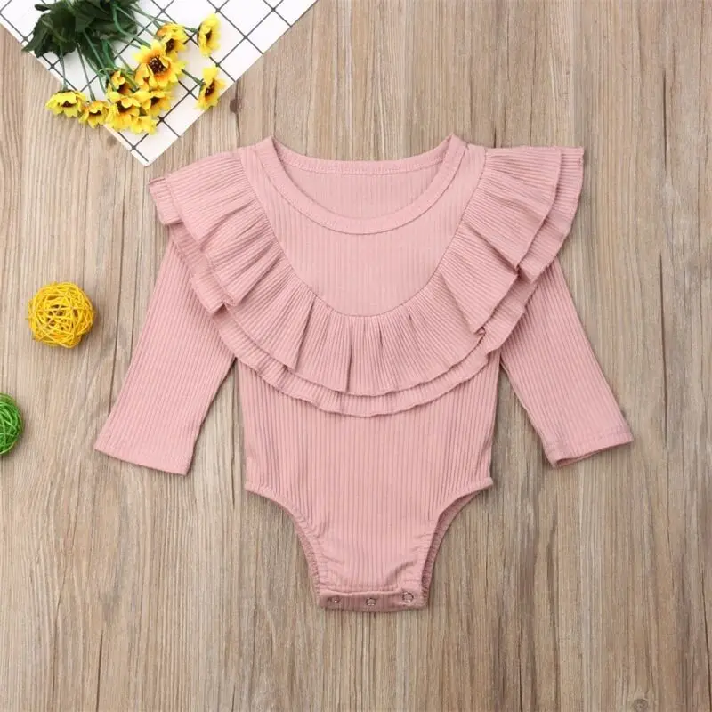 AU Newborn Baby Girl 0-24M Long Sleeve Ruffle Romper Jumpsuit Outfit Clothes 7 Colors