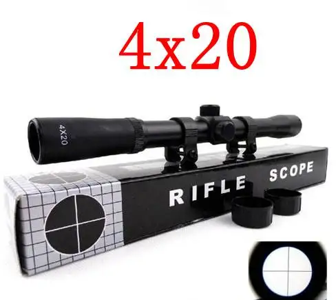 4x20 Air стрелковая телескопическая Scope прицел + крепления охотничий Снайперский