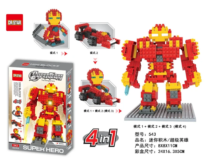 Оптовая Новый 4in1 Доктор Звезды Блоки Super Hero Мини Ironman DIY Строительство Игрушки