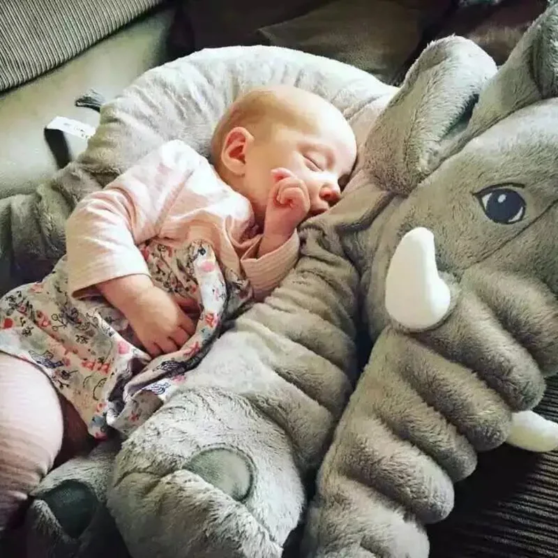 Creative Cute children bed Cushion gray Elephant Plush Toys Cute Dolls Soft Pillows Baby Sleeping Pillow doll baby birthday gift