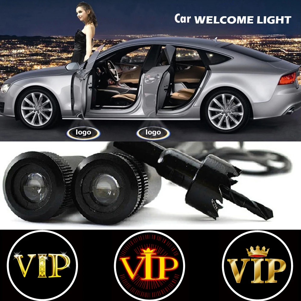

2 X Car Door Light Laser Welcome Ghost Shadow Projector VIP Logo Light for Renault Volkswagen Polo Golf Skaoda Kia Peugeot20 307