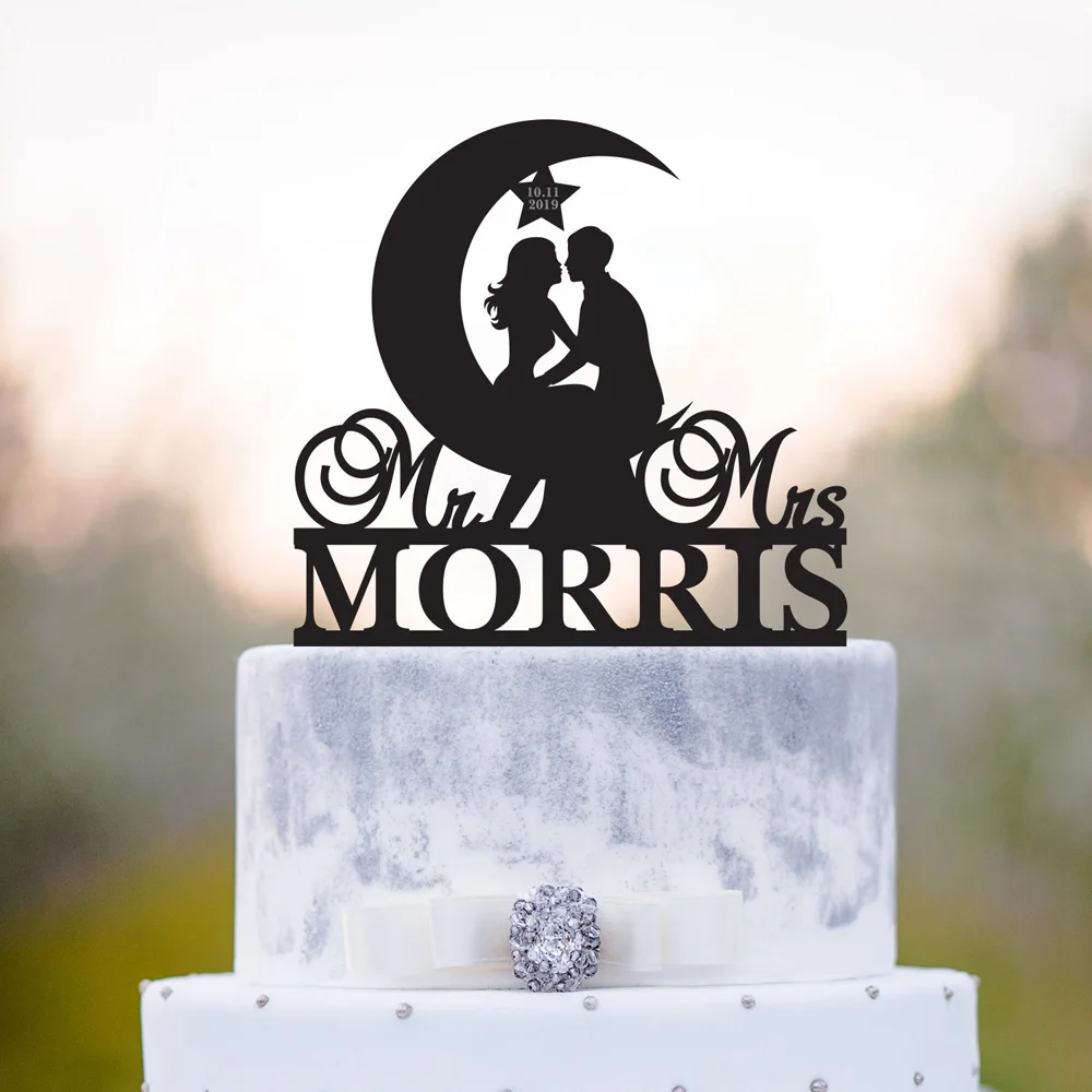 Details about   Cake Topper Bride and Groom Moon Stars Shape for Wedding Anniversary Decoration
