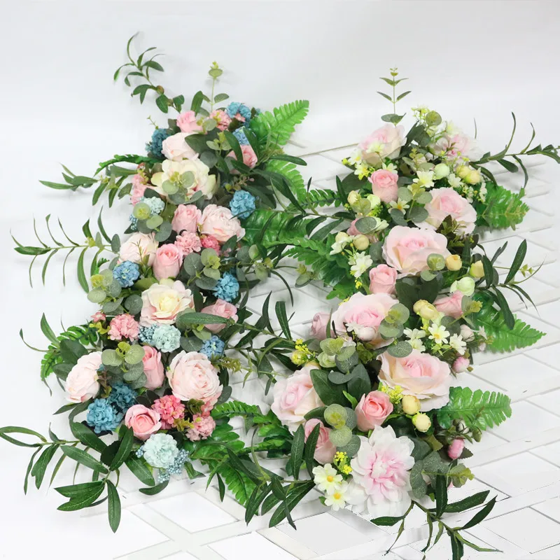 Flone Artificial Flower Row Luxurious Wedding Decor Rose Flower Row Silk Road Cited Flowers Arched DIY Background Flower Wall (14)