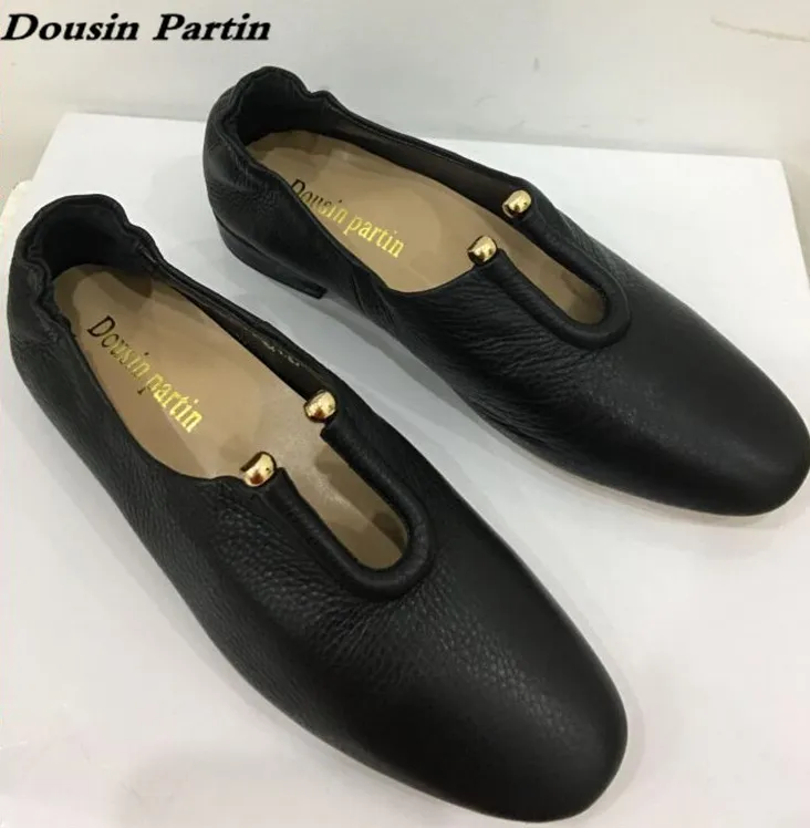 

Dousin Partin Hot Sale Black Leather Women flats slip on soft leather quality women shoes lady shoes N 52412563