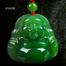 KYSZDL кулон Будды из натурального хотанского шпината с зеленым yu камнем для мужчин и wo для мужчин зеленые yu каменные Подвесные Украшения подарочная коробка