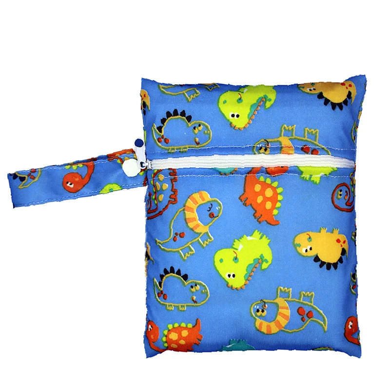 Baby Waterproof Cloth Diaper Bag Single Pocket Zipper Print Reusable