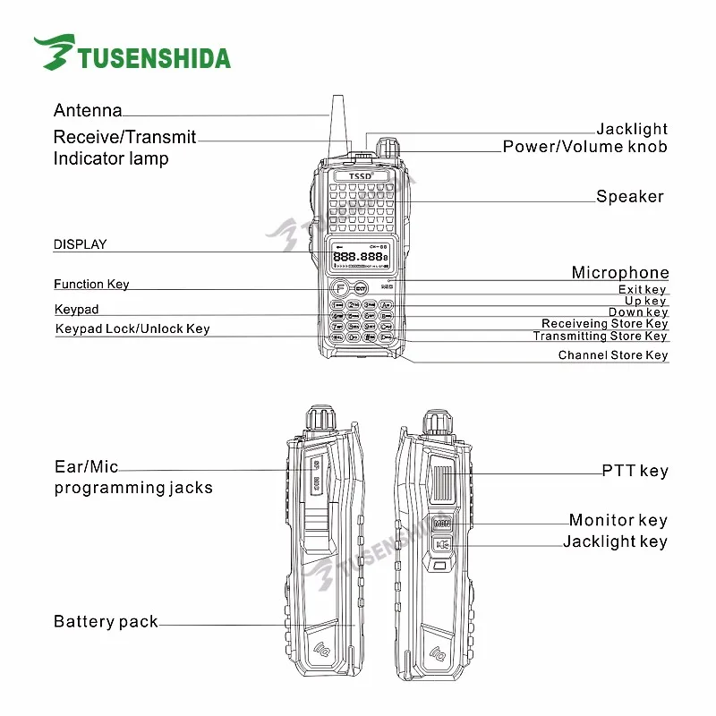 Новое поступление мощный 10 Вт высокое Ёмкость Батарея Беспроводной любитель Портативный двухстороннее радио TS-Q898