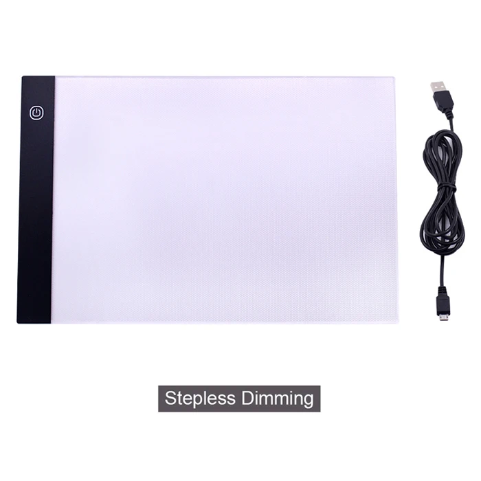 CHIPAL, цифровой планшет, A4, светодиодный светильник для рисования, коробка для отслеживания, копировальная доска, графическая художественная живопись, Настольная панель, трехуровневая панель с затемнением - Цвет: Stepless Dimming