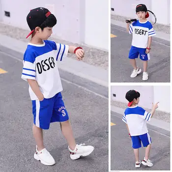 

Children's clothing boy suit summer 2019 new children's short-sleeved sports two-piece large children's summer tide clothes