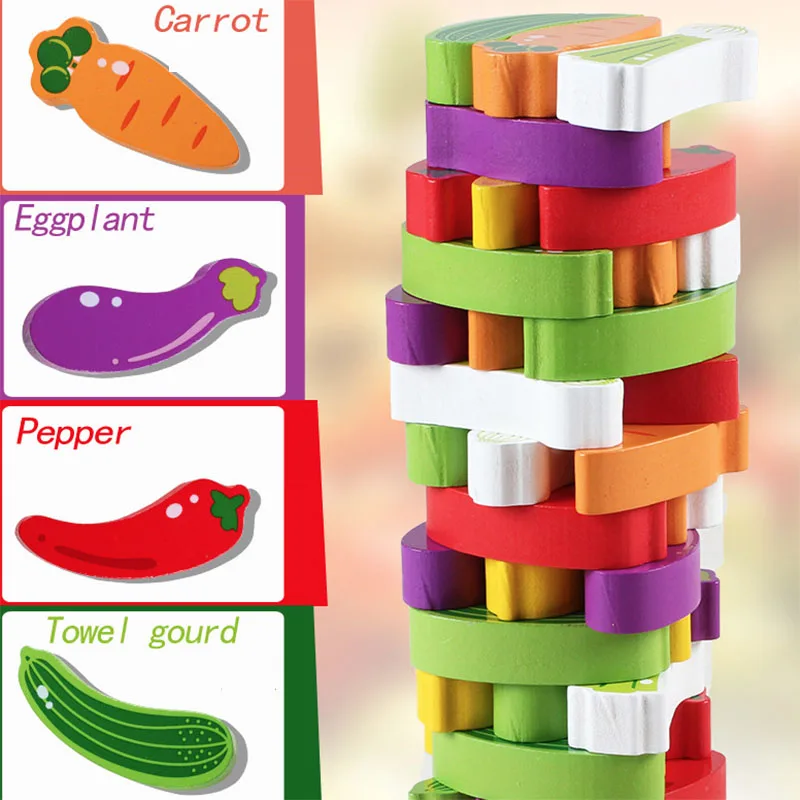 Имитация кухонная мебель фруктовый стиль строительные блоки цвет формы познание Детский Набор Овощной Пирамидка