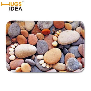 

HUGSIDEA Funny 3D Footprint Carpet Creative Design Stone Pattern Carpet Flooring Door Bath Mat Soft Non-slip Kitchen Hallway Rug