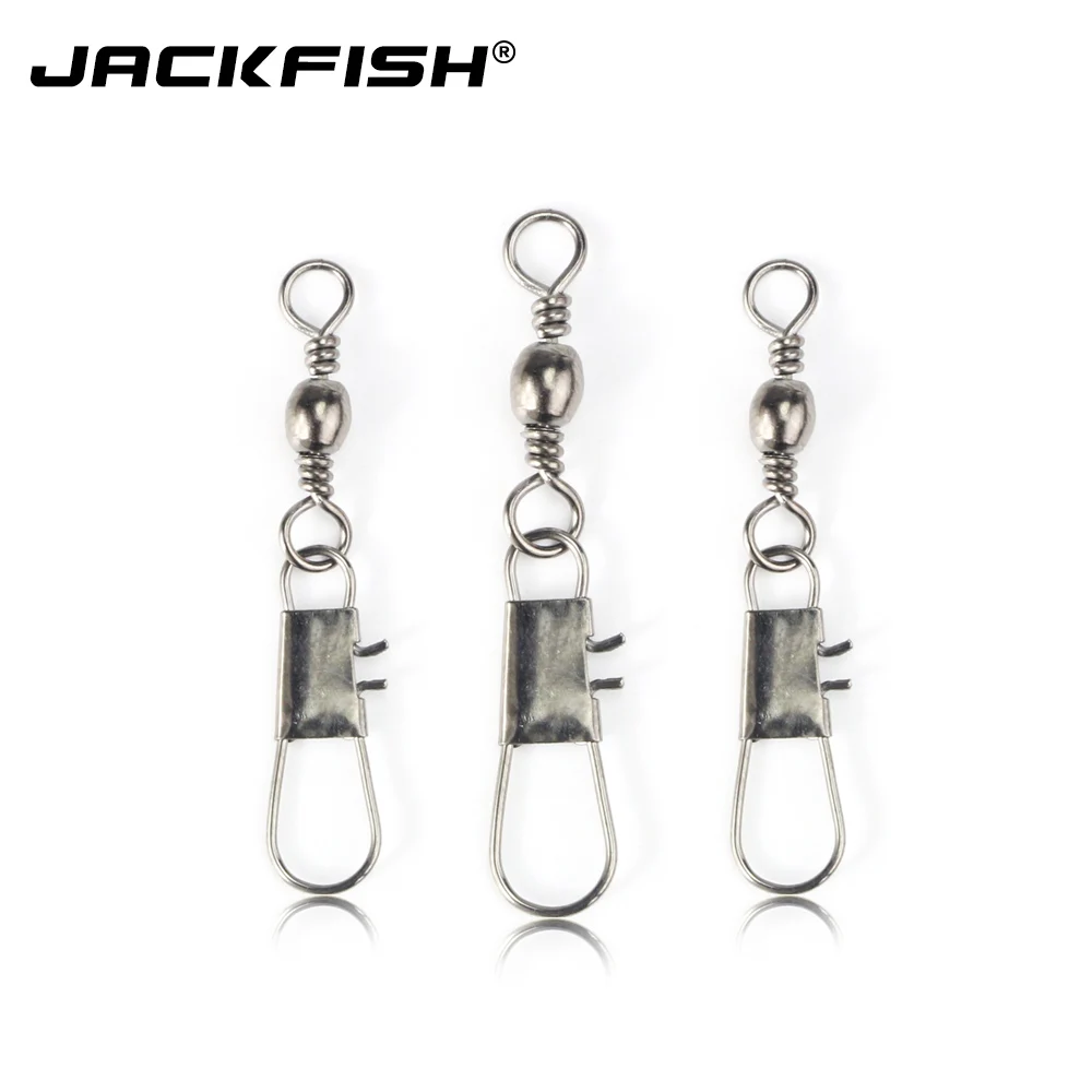 JACKFISH 100pcs Fishing Connector swivels interlock snap fishing lure