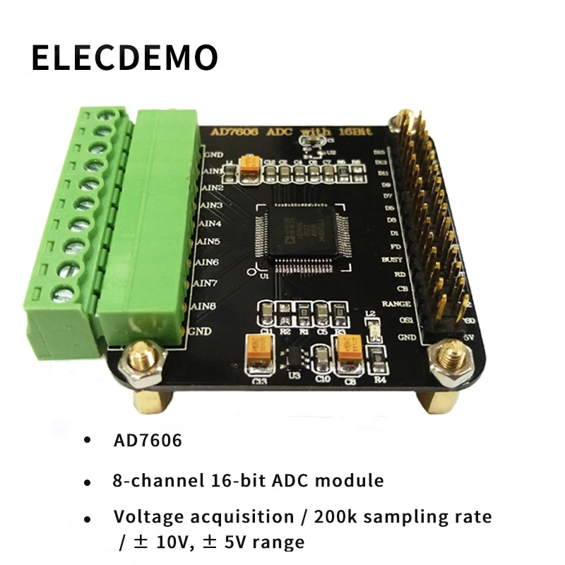 AD7606 Module Multi-channel AD Data Acquisition Module 16-bit ADC 8-channel Synchronization Sampling Frequency 200KHz AD7606 Module Multi-channel AD Data Acquisition Module 16-bit ADC 8-channel Synchronization Sampling Frequency 200KHz