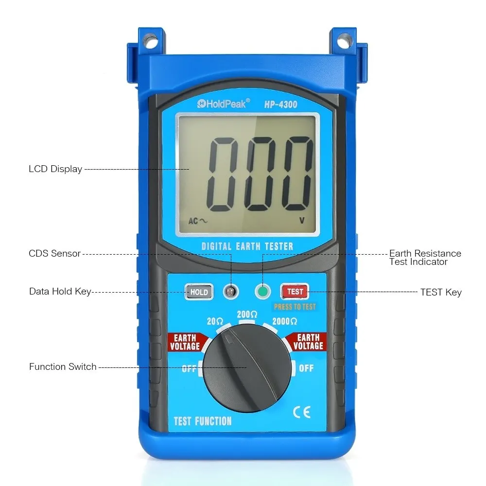 HoldPeak ЖК-цифровой тестер сопротивления заземления Megohm метр мегометр мегомметр DC0~ 200 в вольтметр