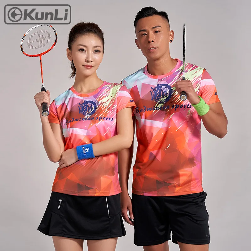 Kunli, теннисная рубашка с коротким рукавом, мужская спортивная одежда для бадминтона, одежда для бега, футболка, футболка для баскетбола, волейбола