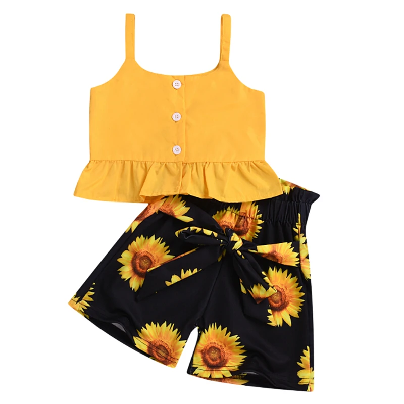 

Children Girl Outfit Girl Toddler Kid Girls Clothes Sleeveless Floral Outfit Girls Clothing Summer Clothes Kids Sets Clothing
