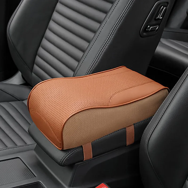 Genuine Leather Car Armrest Cover Universal Center Console Auto Seat