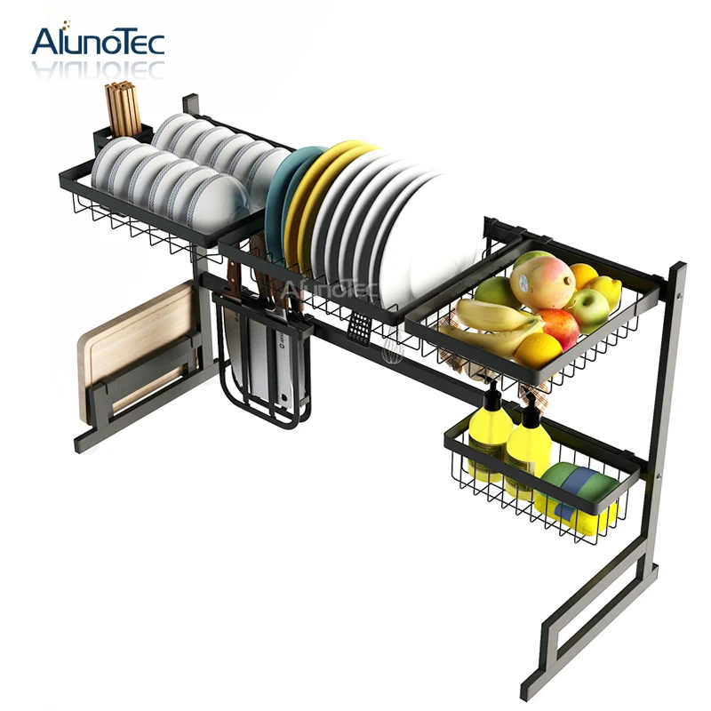 

Painting Black Stainless Steel Dish Basket Draining rack for Kitchen
