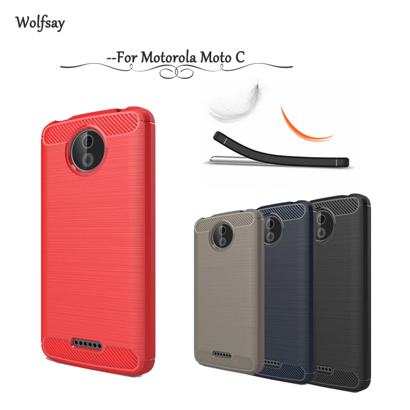 Wolfsay sFor Cover Motorola Moto C Case Soft TPU Brush Rugged Armor Back Fundas FOR for XT1750 |