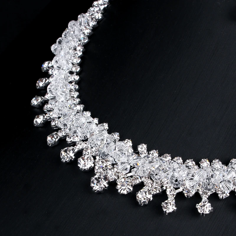 Rhinestones Necklace Earrings Jewelry Sets for Bridal Wedding Party (3)
