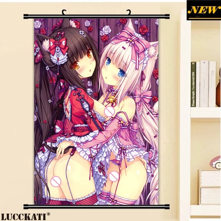 40X60 см Neko Para nekopara животные уши nekomimi хвост соски лоли мультфильм аниме Настенная картина Фреска плакат прокрутки холст живопись