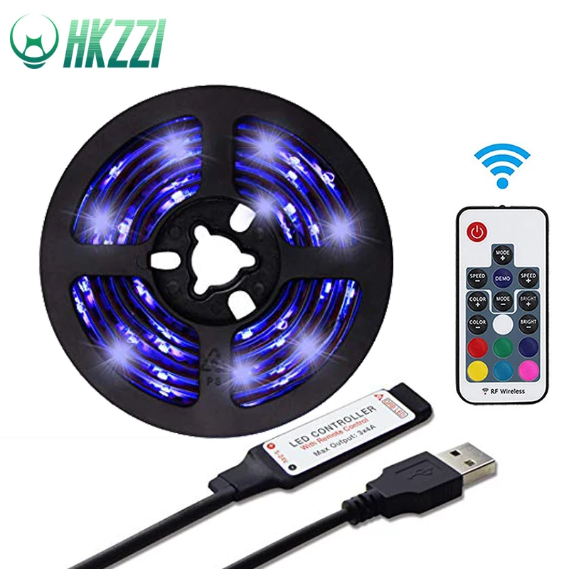 HKZZI 5V USB Светодиодная лента RGB 17 клавиш 0.5M 1M 2M 3M гибкая домашнее украшение RF пульт