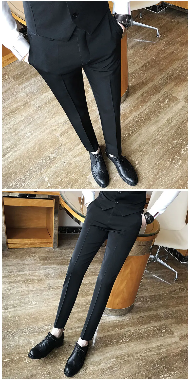 Spring and Summer Men's Trousers, Fashion Pure White Pants, Fashion Japan Style Simple Business Casual Trousers Men