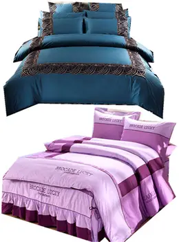 

Luxury royal bedding complete set of cotton quilt cover fashion elegant pillowcase bed skirt variety style 4pcs