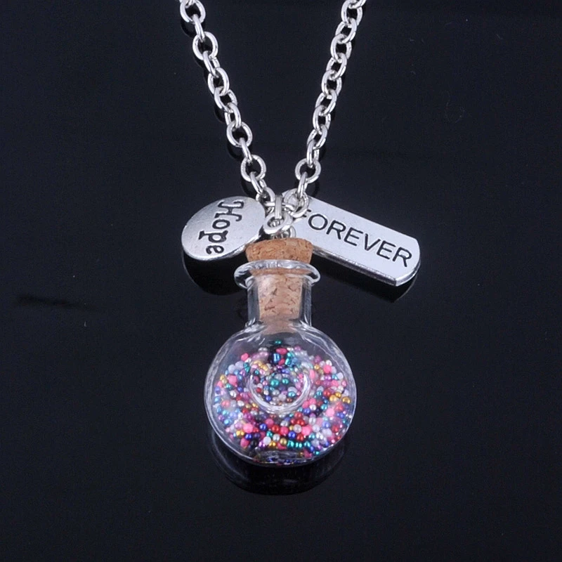 New Design Glass Bottle Pendant Colorful Rattling Beads and HOPE DREAM